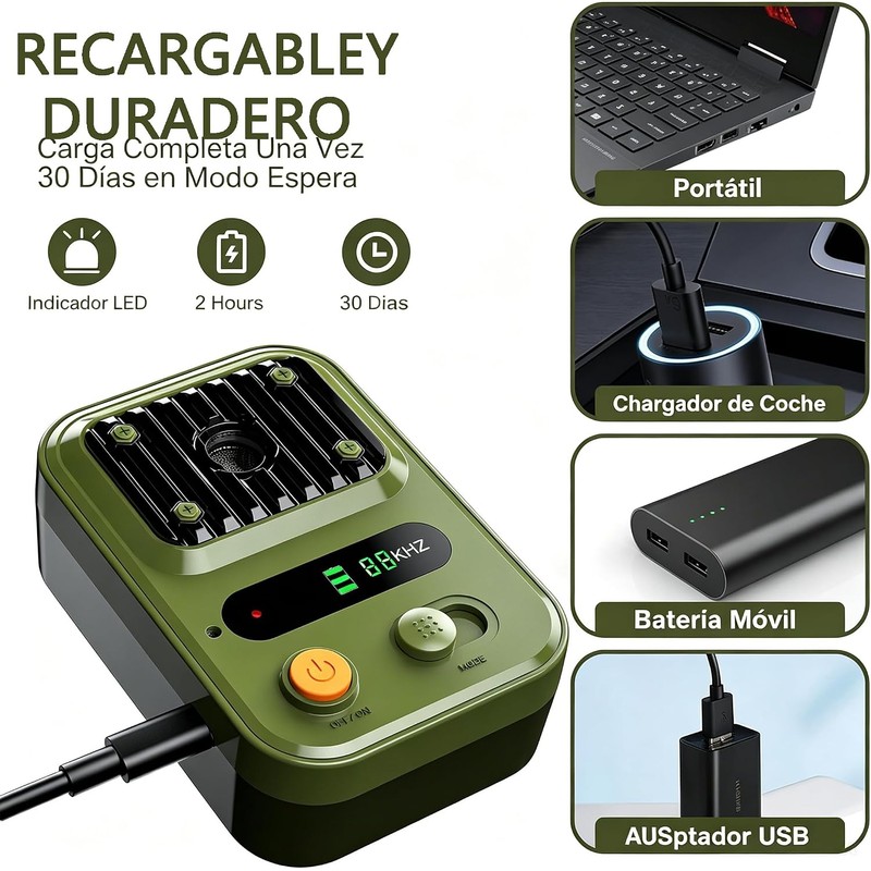 Ahuyentador de Perros Ultrasónico Recargable 50FT – Silbato para Ahuyentar