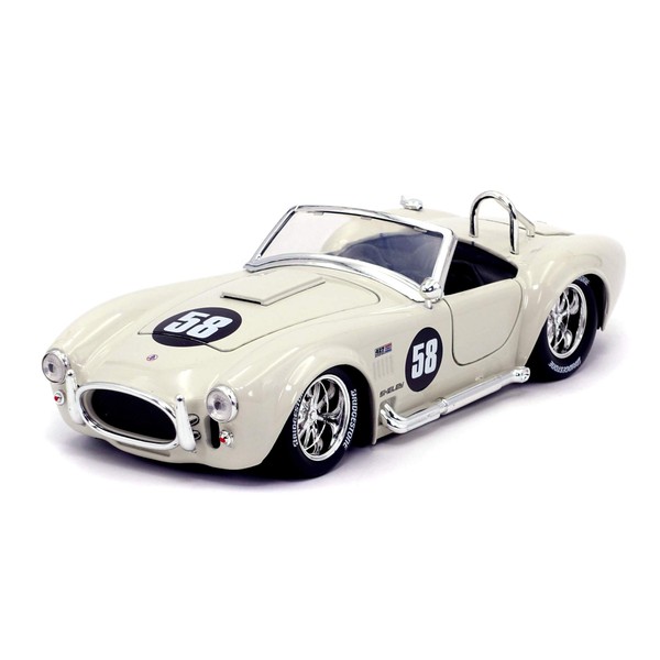 Jada Toys Bigtime Muscle 1:24 1965 Shelby Cobra 427 S/C Die-cast Car White, Toys for Kids and Adults