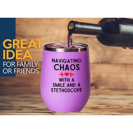 Nurse Director Pink Edition Wine Tumbler 12oz - Smile and stethoscope - Ambulance Technician Medical Team Appreciation for Nurse Hospital Workers