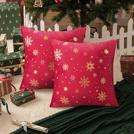 Serento Cushion Cover 45 x 45 cm Christmas Decorative Cushion Velvet Cushion Cover Decorative Cushion Christmas Cushion Snowflake Sofa Cushion Winter Decorative for Sofa Bedroom Living Room Chairs