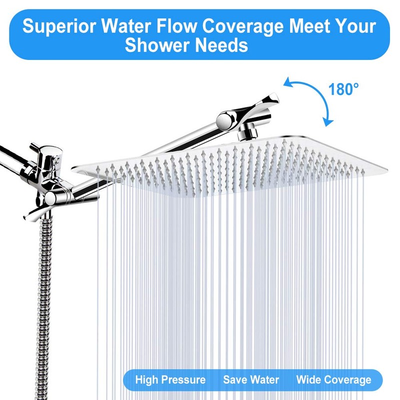 Shower Head, Kaqinu 10'' High Pressure Rainfall Shower Head/Handheld Showerhead