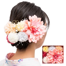 Yoshitsuyama Kimono Hair Ornament, Yukata, Coming-of-Age Ceremony, Furisode, Graduation Ceremony, Artificial Flowers, Free Combination, 6 Colors (Washing)