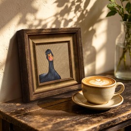 Vintage Framed Mini Hand‑Painted Oil Painting Original Duck Wall Art Gift