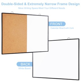 ARCOBIS Cork Board White Board Combo, 12"X16" Small Bulletin Board for Wall, Double-Sided Magnetic Dry Erase Corkboard, Vision Whiteboard for Office,Home,School, Black