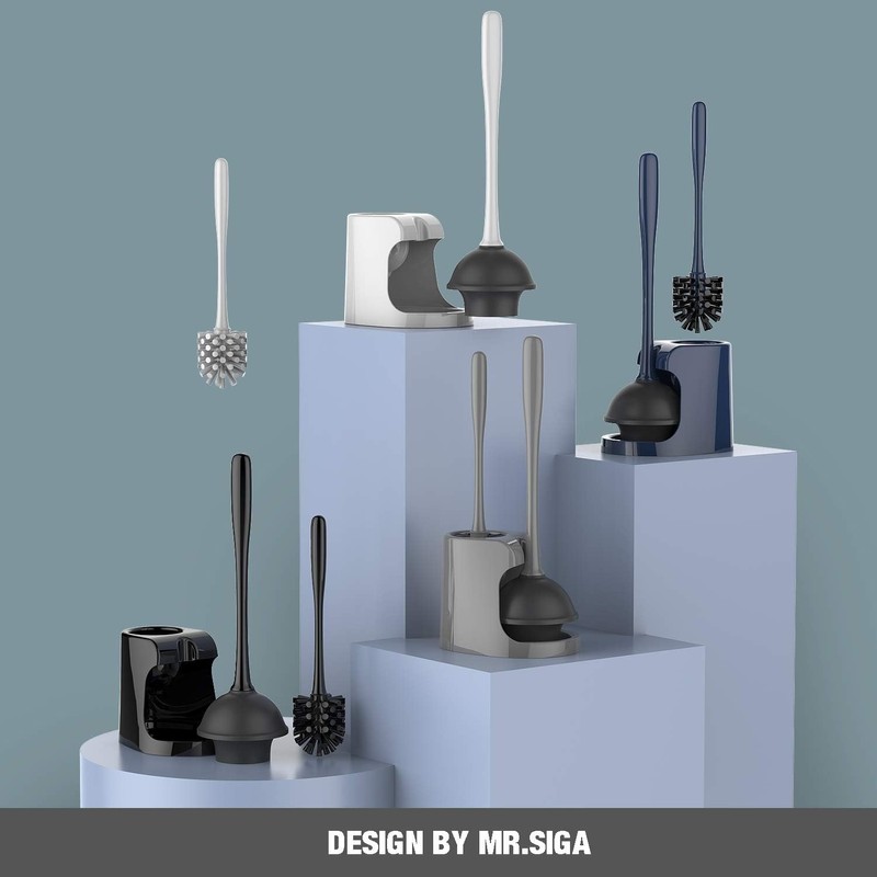 MR.SIGA Toilet Plunger and Bowl Brush Combo for Bathroom Cleaning,