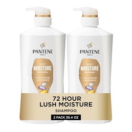 Pantene Champú, renovación diaria de la humedad, nutrientes Pro-V para cabello seco, teñido y lacio a rizado, hidratación y suavidad de 72 horas, 27.7