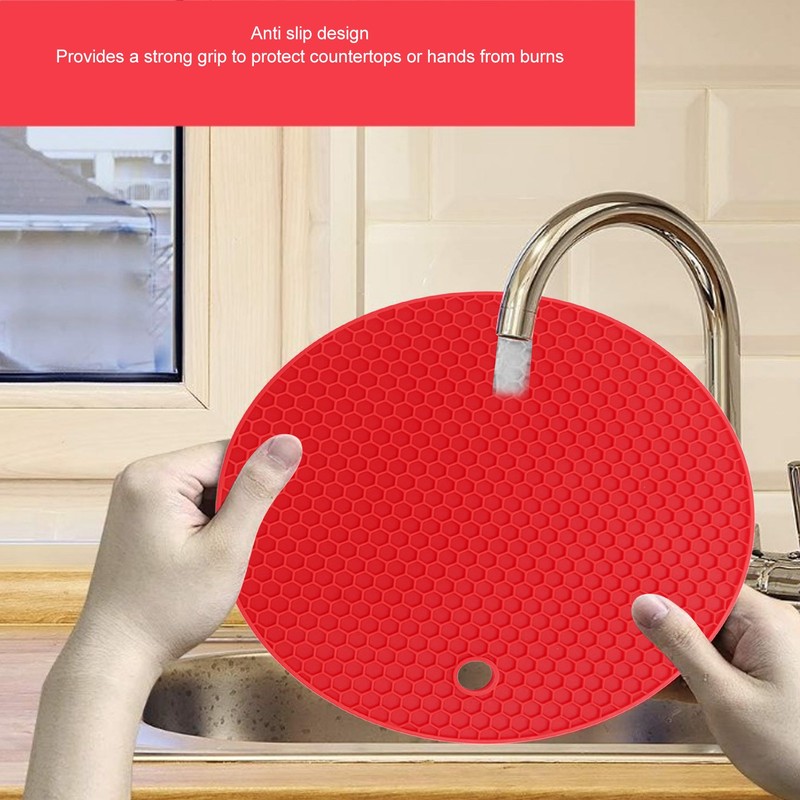 5Pcs Silicone Trivet Mat Square Round Honeycomb Hot Pad Non