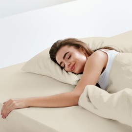 LuxClub Fitted Sheet King Bedding with 40cm Depth, Extra Deep Soft Microfiber Fabric, Ease Care, Soft & Comfortable, Fade Resistant - Beige, King