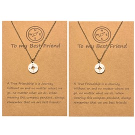Suettpy 18K Gold Plated Compass Necklace for Women Dainty Pendant Necklace Going Away Travel 2023 Graduation Gifts for Friends Coworker (To my Best Friend)