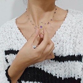 Crystal Sun Necklace for Women Natural Stone Crystal Choker Necklace 14K Gold Plated Sun Pendant Necklace Healing Crystal Necklace Christmas Trendy Jewelry for Women (green)