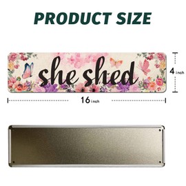 CIVOTIL She Shed Décor, Farmhouse Flowers Wall Sign for Home Kitchen, Garden, Women Cave, Gift for Girlfriend, Ladies, Tin Metal Signs 4" x 16"