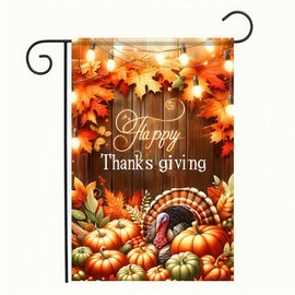 Bandera de jardín de otoño con hojas de otoño de 12 x 18 pulgadas, cosecha de doble cara, Acción de Gracias, día festivo, bienvenida, pequeña bandera de patio exterior de temporada, decoración al aire