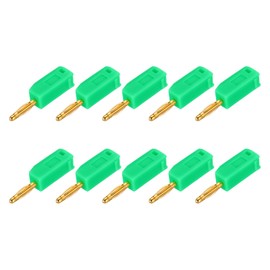 sourcing map 10 Pcs 2mm Banana Plugs, 10A 7mm OD 26.5mm Length Speaker Wire Cable Plugs Connectors, Banana Jack Connector for Speaker Wire Audio Cable, Green