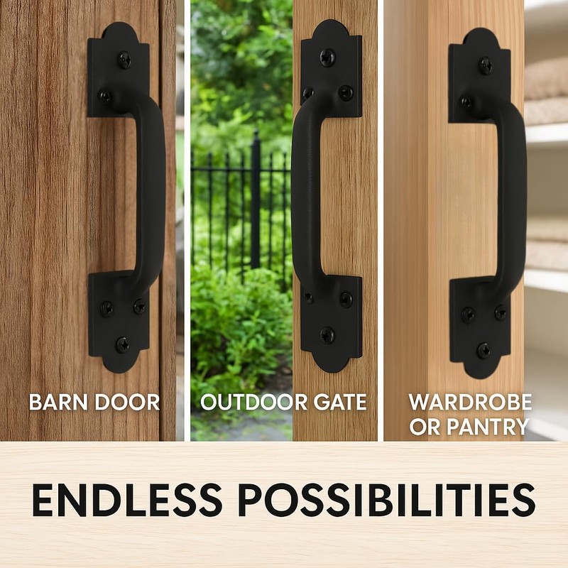 VivaLight 9 Inch Spade Barn Door Handle - Black Cast