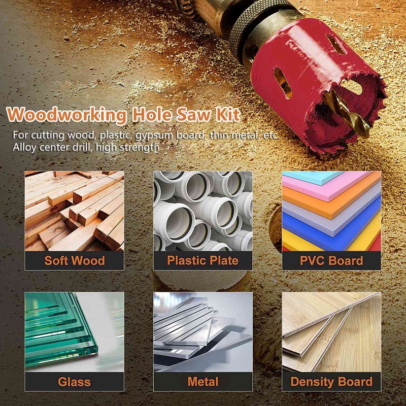 8 Piece Set Hole Saw Center Drill Bit Cutting Hole