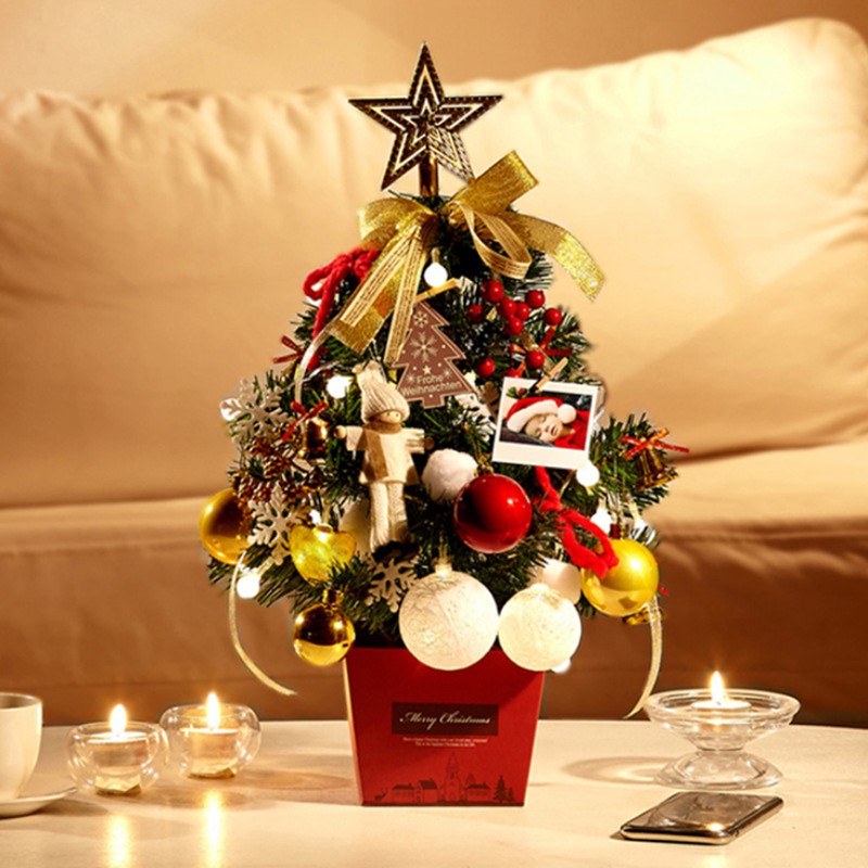 Mini Christmas Tree Decoration with Light Artificial Christmas Trees Decorated