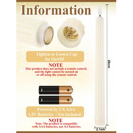 Treela 24 Pcs Flameless Taper Candles Battery Operated Bulk Fake 11 Inch Candles Light LED Candlesticks Flickering Tapered for Wedding Halloween Christmas Decoration(Ivory,Basic)