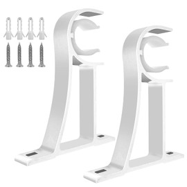 Curtain Rod Brackets Heavy Duty Curtain Rod Brackets White Metal Single Curtain Track Brackets Aluminum Alloy for 28-35mm Curtain Rods (Pack of 2)