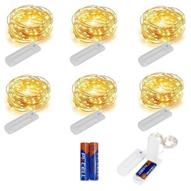 ZNYCYE 50 LED Fairy Lights with Timer,8.2Ft 8 Modes Battery Operated Fairy Lights, 6 Pack Mini Led String Lights for DIY Wedding Bedroom Mason Jar Vases Table Party Christmas Decoration (Warm White)