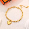 18K Gold Plated Women's Bracelet with Heart Beaded Design -