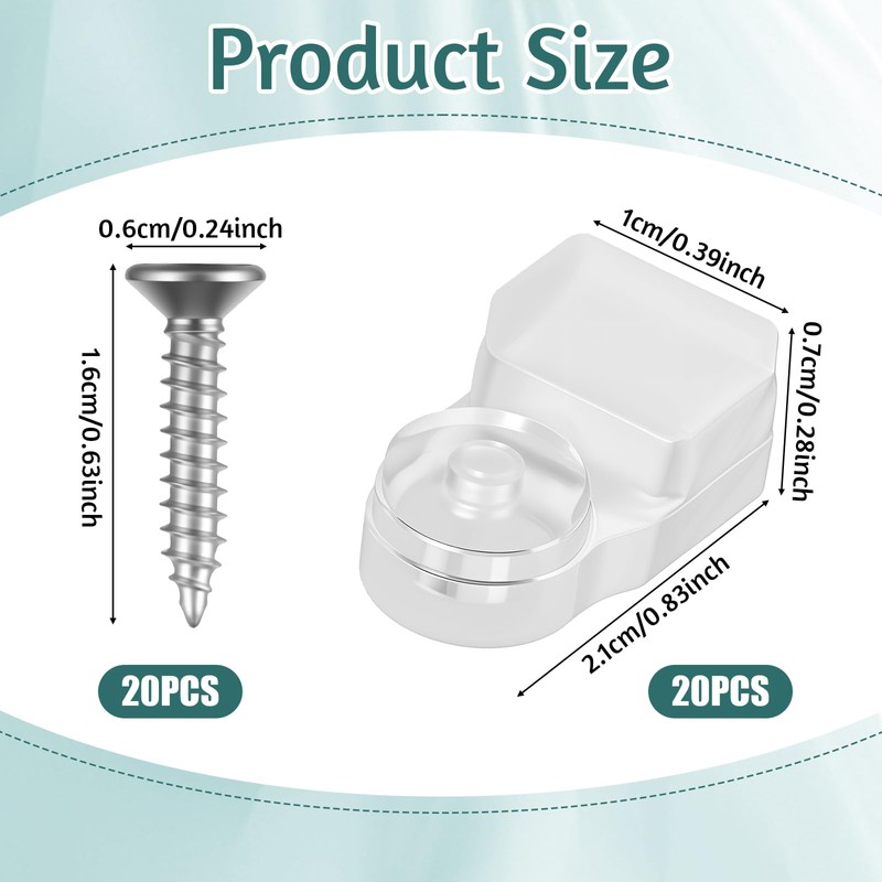 LXUEJIE 20 Pack Glass Retainer Clips with Screws, Plastic Storm