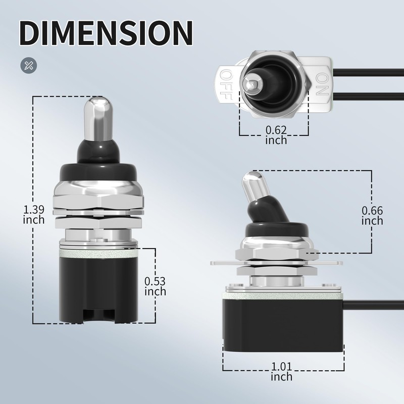 RVBOATPAT 4PCS Waterproof Toggle Switch 12V, Spst 2 Pin On