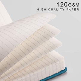 EMSHOI Lined Journaling Notebooks - 120gsm Thick Leather Journal with Sticky Notes, 256 Numbered Pages A5 Hardcover College Ruled Notebook for Women Men Work School Writing, 5.75" x 8.38"-LightBlue