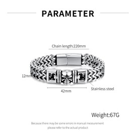 Sulimy Chain Bracelet, Copper Bracelet Watch Vintage Mayan Style, Men's Bracelet Jewelry Gift for Men Birthday Christmas Father's Day (Skull)