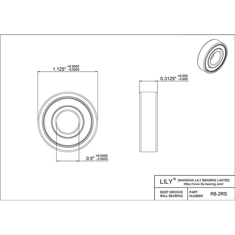 10 pcs R8-2RS Deep Groove Ball Bearings - 1/2" x1-1/8