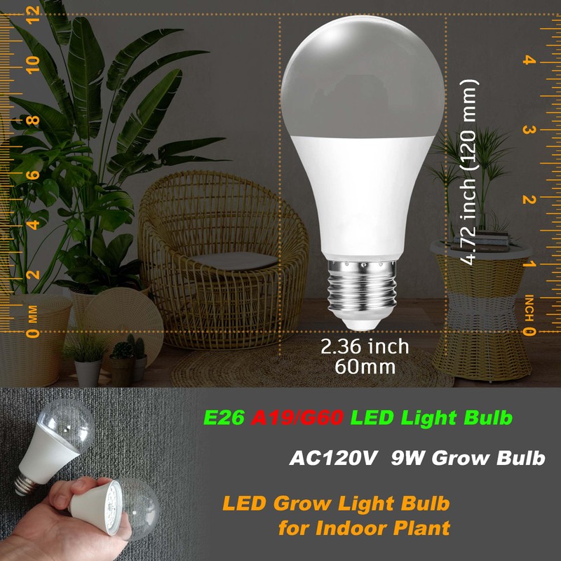 LED Grow Light Bulb for Indoor Plant 9W A19 Plant