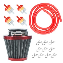 HOLATO 35mm Air filter Fuel Line Kit for 110cc 125cc SSR110 SSR125 TTR90 TTR110 PW80 CRF50 CRF70 XR50 XR70 KLX110 Baja DR70 Motovox MVX70 MVX110 Tao Tao DB14 Dirt Pit bike Four Wheeler Quad ATV Red