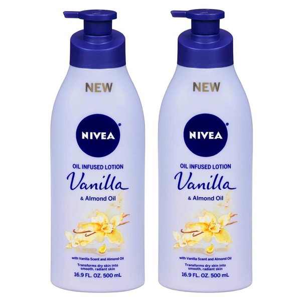 NIVEA Lotion Oil-Infused Vanilla/Almond Oil 16.9 Ounce Pump (500ml) (2 Pack)