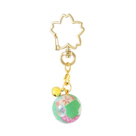 Zoon Flower Crepe Kaleidoscope, Japanese Pattern, Crepe with Bell, Cherry Blossom Key Chain, Made in Japan, Souvenir, mint