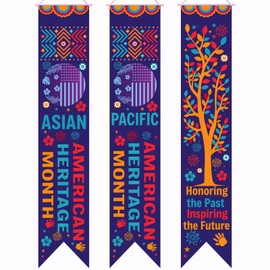 61 In AAPI Heritage Month Decorations Banner Bulletin Board Asian American and Pacific Islander Heritage Month Arab American Heritage Month DecorationsbPorch Sign Background for AAPI Party Supplies (Blue)