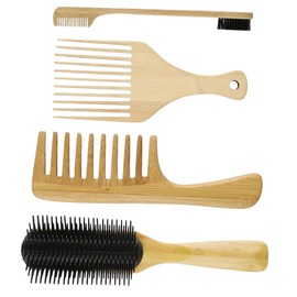 BIUDECO 4pcs Bamboo Hair Combs Natural Hair Styling Tools Gentle Scalp Portable Lightweight for Men Women