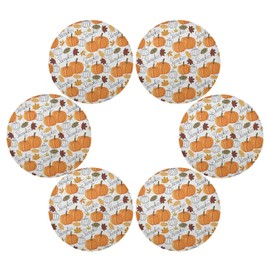 Thanksgiving Placemat Pumpkin Leaf Fall Autumn Round Placemats Set of 6 for Kitchen Table Washable Kitchen Table Mats Place mats