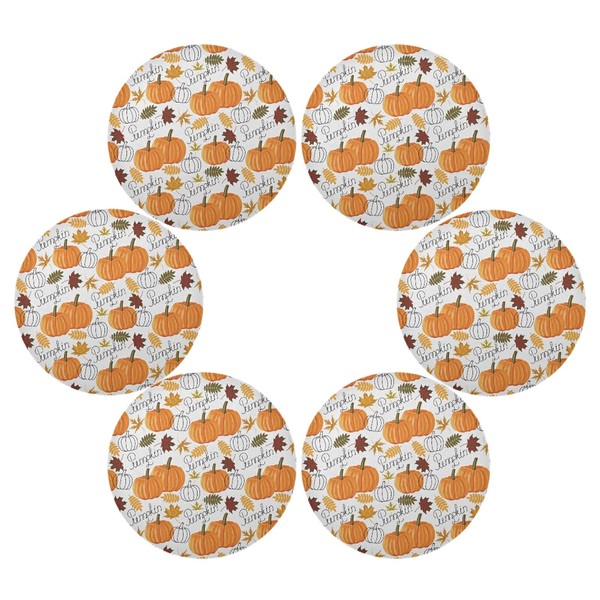 Thanksgiving Placemat Pumpkin Leaf Fall Autumn Round Placemats Set of