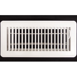 4" X 8" Floor Register with Louvered Design - Fixed Blades Return Supply Air Grill - with Damper & Lever - White