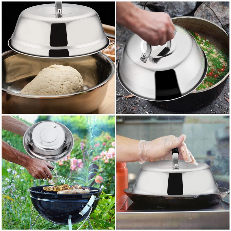 Herogo Cheese Melting Dome, 2 Pieces Stainless Steel Burger Cover