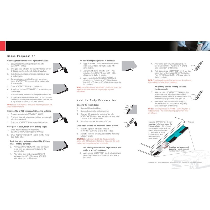 Betaprime 5504GSA Automotive Glass Individual Primer Sticks 10ml Case of