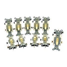 Leviton 54503-2I Ivory Commercial Grade Framed Three Way Toggle Light Switch 15A (Pack of 10)