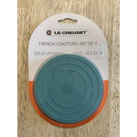 Le Creuset Set of 4 "Turquoise" LE CREUSET Silicone CI Lid Coasters Mini Cool Tool Teal NWT