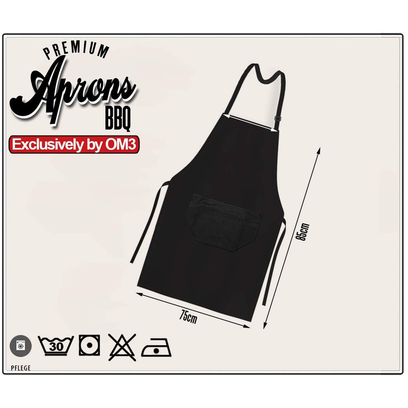 OM3® BBQ Aprons Aprons Kitchen Apron for Adults Unisex, Black