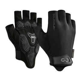 flintronic Cycling Gloves, Half Finger, Cycling Gloves, Non-Slip and Shock Absorbing with 6 mm Padding, Breathable Cycling Gloves for Mountain Bike, Road Bike, Gym (Black B)