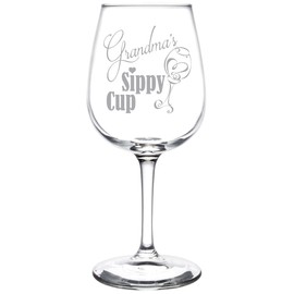 (Grandma) Funny Sippy Cup Novelty Present and Gift Idea Inspired Wine Taster Glass