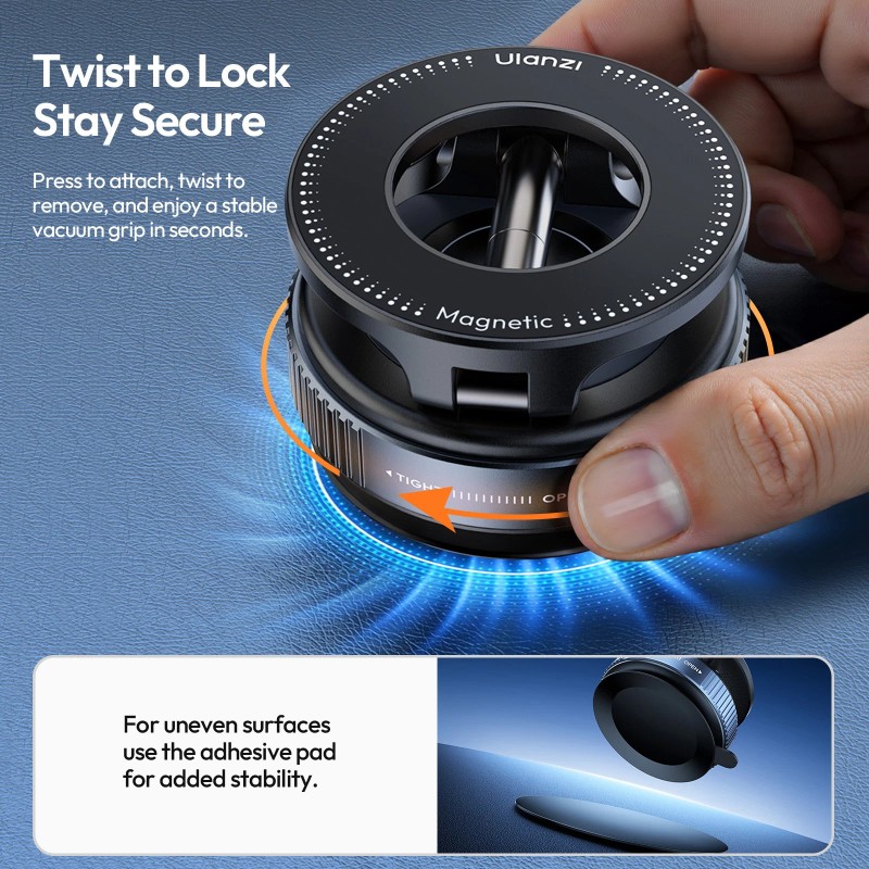 Ulanzi SK-25 MagSafe Vacuum Suction Phone Mount 360° Adjustable Car