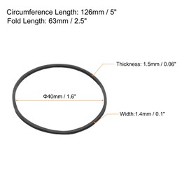 sourcing map 100 Pack Rubber Band Stretchable Rubber Elastic Band Black 40mm x 1.4mm Hair Rubber Bands for Home Office