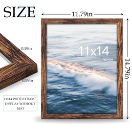Fisnish 11x14 Photo Picture Frame, for Tabletop Display, Horizontal or Vertical Wall Mounting, Brown