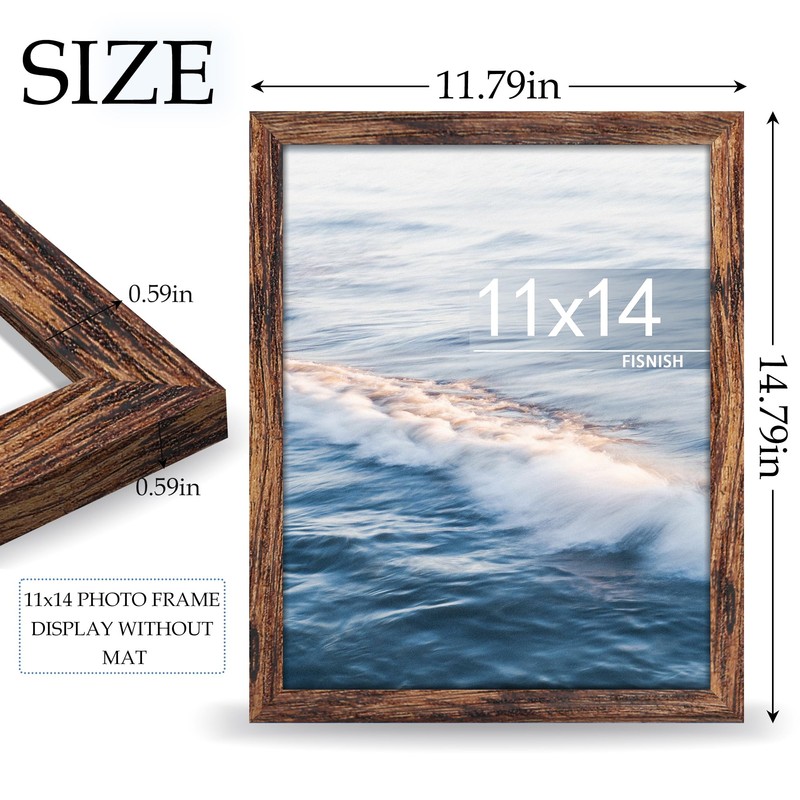 Fisnish 11x14 Photo Picture Frame, for Tabletop Display, Horizontal or