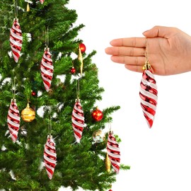 Gukasxi 6 PCS Christmas Ball Ornaments, 11cm Spiral Shaped Baubles, Shatterproof Christmas Tree Baubles, Christmas Tree Decoration Set, Christmas Hanging Baubles for Holiday Party Decoration (Red)